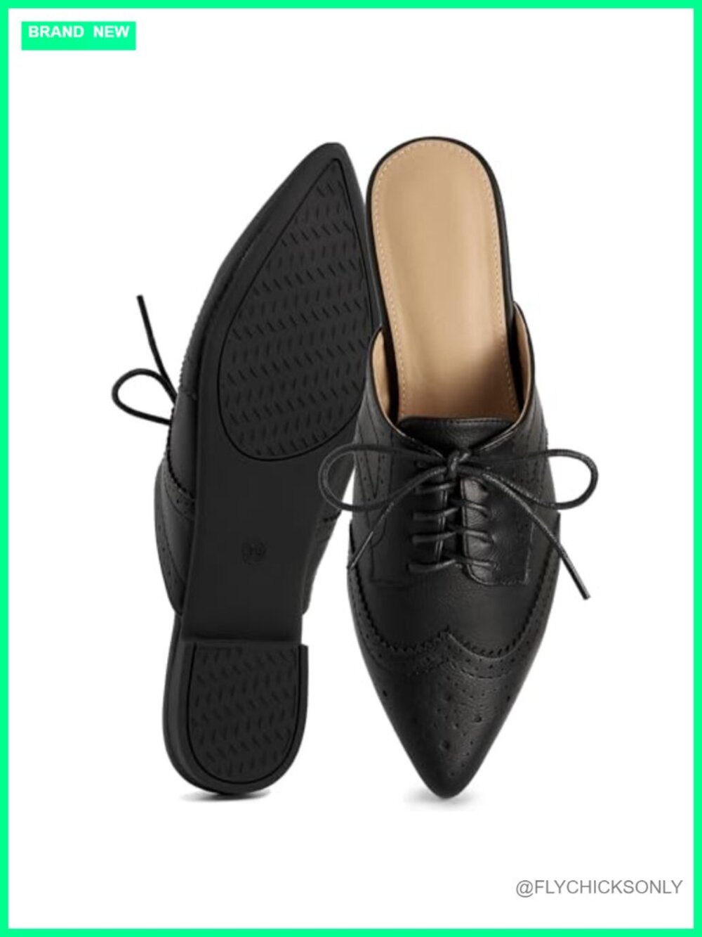 Womens Faux Leather Mules Pointed Toe Slip On Slingback Lace Up Office Loafers